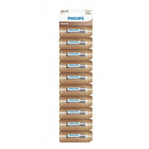 BATERIA PHILIPS AAA LR03 ZRYWKA 10SZT ALKALINE Phil-LR03AL10S/10 4895229113497
