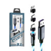 KABEL USB 3W1 3.1A SOMOSTEL MAGNETIC LED BLUE QUICK CHARGER QC 1.2M POWERLINE SMS-BY04 TYP-C MICRO IPHONE 5904238704233