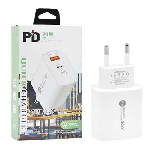 ECOBOX ŁADOWARKA SIECIOWA PAX 20W BIAŁY  USB+TYP-C  SINGLE