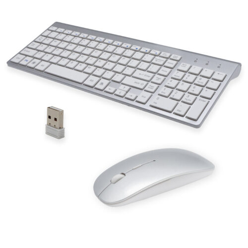 KLAWIATURA + MYSZ OPTYCZNA BEZPRZEWODOWA SREBRNA IMAC ZESTAW 5904238704431