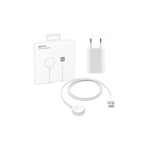 ECOBOX ŁADOWARKA BEZPRZEWODOWA DO APPLE WATCH CABLE MAGSAFE  USB + ŁADOWARKA SIECIOWA USB 1A BIAŁA