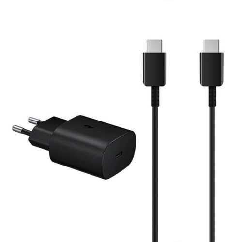 SAMSUNG ŁADOWARKA SIECIOWA TYP-C 3A 25W CZARNY EP-TA800 + KABEL TYP-C - TYP-C DG977 5415247293583