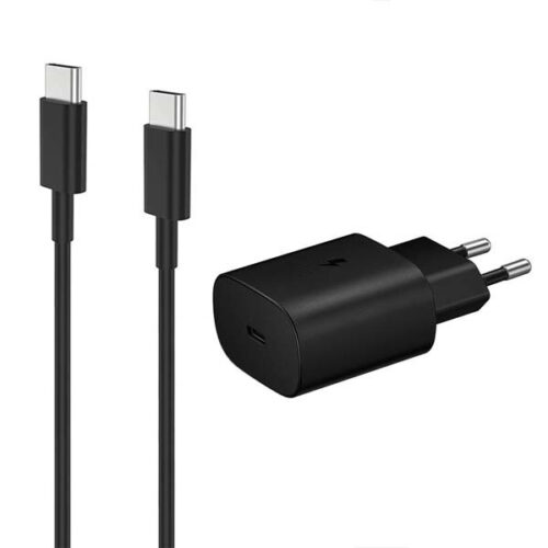 ECONOMY ŁADOWARKA SIECIOWA TYP-C PD CZARNA TA800 3A 25W + KABEL USB  TYP-C DO TYP-C PD DC03