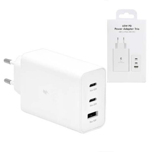ECOBOX ŁADOWARKA SIECIOWA PD 2xUSB-C 1xUSB EP-T6530 65W BIAŁA (45)