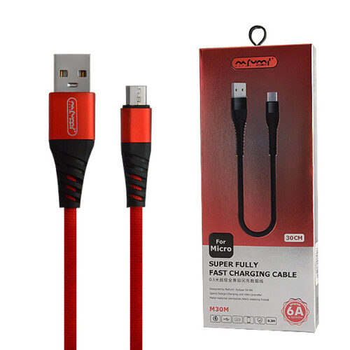 NAFUMI KABEL USB MICRO 6A CZERWONY 6000mAh QUICK CHARGER QC 3.0 30CM NFM-A32 5902012967294