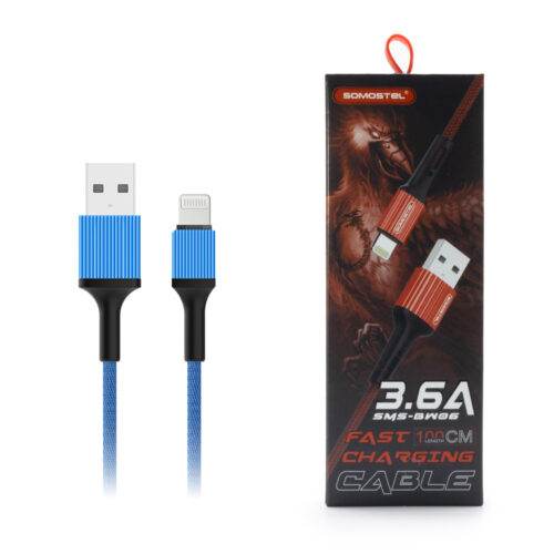 KABEL USB IPHONE 3.6A SOMOSTEL NIEBIESKI 3600mAh QUICK CHARGER QC 3.0 1M POWERLINE SMS-BW06 6971469292180
