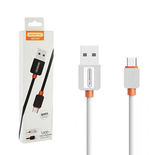 KABEL USB TYP-C 2A SOMOSTEL BIAŁY 2000mAh QUICK CHARGER 1M POWERLINE SMS-BP03 5902012967690