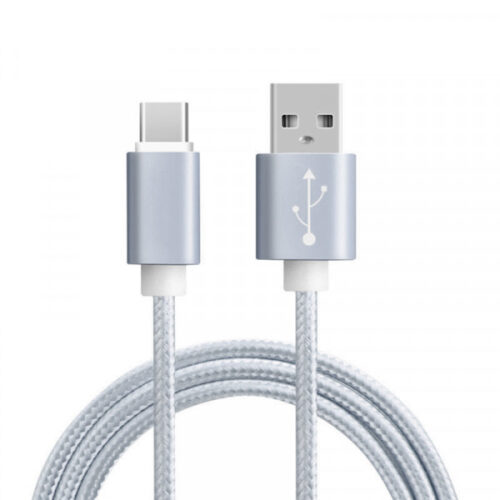 ECONOMY KABEL USB TYP-C 2A NYLON SREBRNY FAST CHARGING 1M 5904238705384