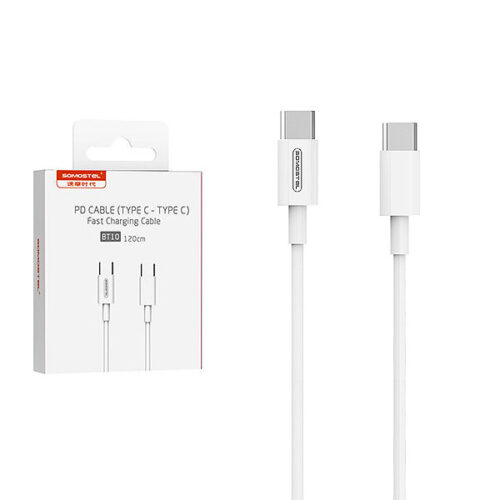 KABEL TYP-C DO TYP-C PD 5A 100W SOMOSTEL BIAŁY 5A POWER DELIVERY 1M PD SMS-BT10 FAST USB-C 5902012968314