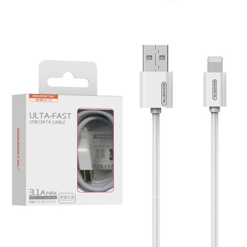 KABEL USB IPHONE 3A SOMOSTEL BIAŁY 3100mAh QUICK CHARGER 1.2M SMS-BP02 5902012968376