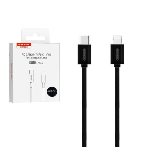 KABEL USB IPHONE DO TYP-C 5A 20W SOMOSTEL CZARNY 5000mAh POWER DELIVERY 1.2M PD SMS-BT10 FAST USB-C 5902012968581