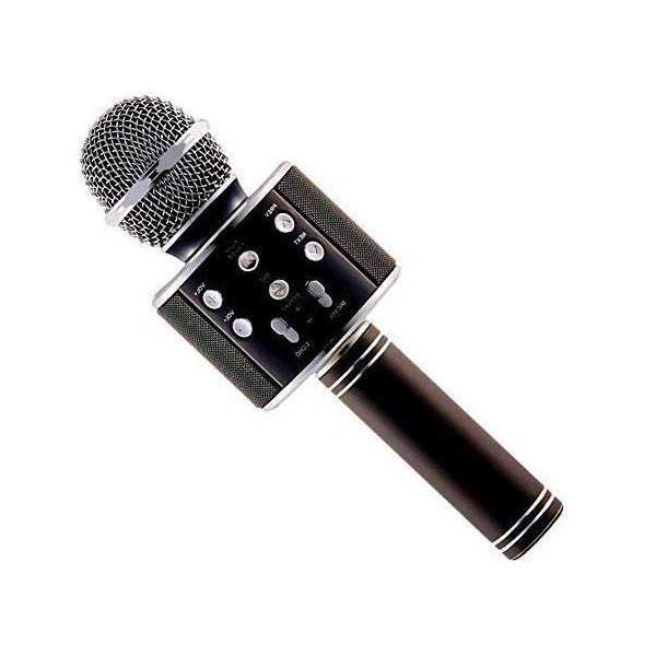 ECOBOX MIKROFON KARAOKE CZARNY BEZPRZEWODOWY Z WBUDOWANYM GŁOŚNIKIEM