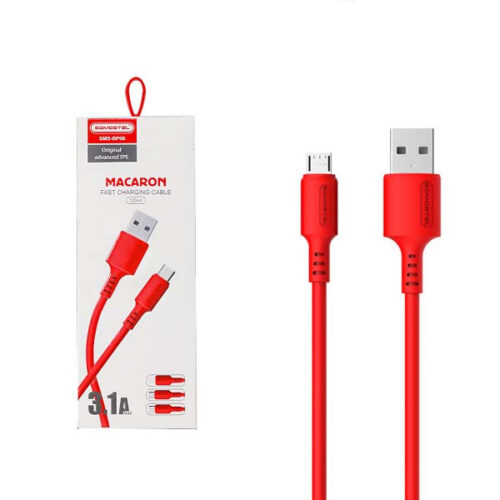 SOMOSTEL KABEL USB MICRO 3A CZERWONY  1.2M POWERLINE SMS-BP06 MACARON 5902012968918