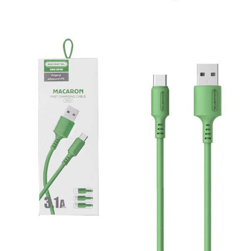 KABEL USB TYP-C 3A SOMOSTEL ZIELONY 3100mAh QUICK CHARGER 1.2M POWERLINE USB-C SMS-BP06 5902012968871