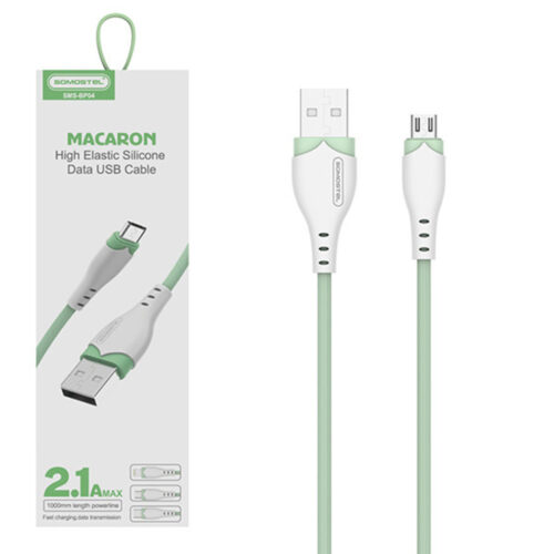 SOMOSTELKABEL USB MICRO 2.1A ZIELONY 2100mAh QUICK CHARGER 1.2M POWERLINE SMS-BP04 MACARON 5902012968970