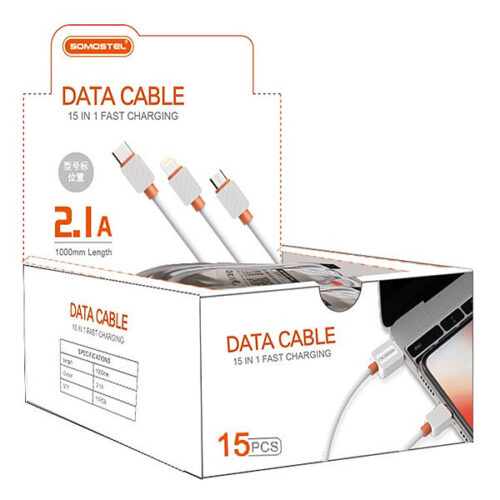 SOMOSTEL KABEL USB MICRO 2A CZARNY 2000mAh QUICK CHARGER 1M POWERLINE SMS-BP03 15SZT PREZENTER 5902012969014
