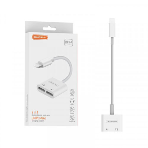 ADAPTER HF IPHONE SOMOSTEL BIAŁY SMS-BZ05 AUDIO IPHONE + ZASILANIE 5902012969076