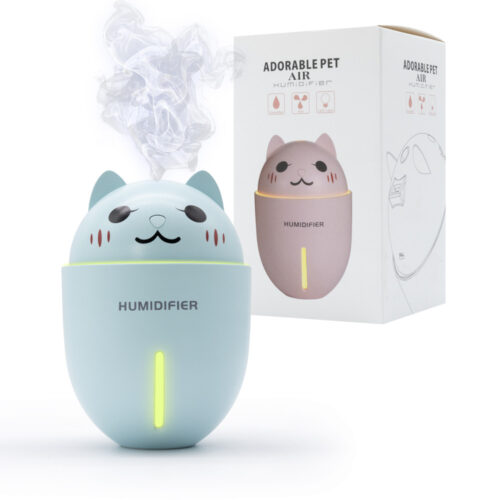ECOBOX DYFUZOR ZAPACHOWY - NAWILŻACZ ULTRADZWIĘKOWY KITTY 4W1 LED NIEBIESKI 5904238704349