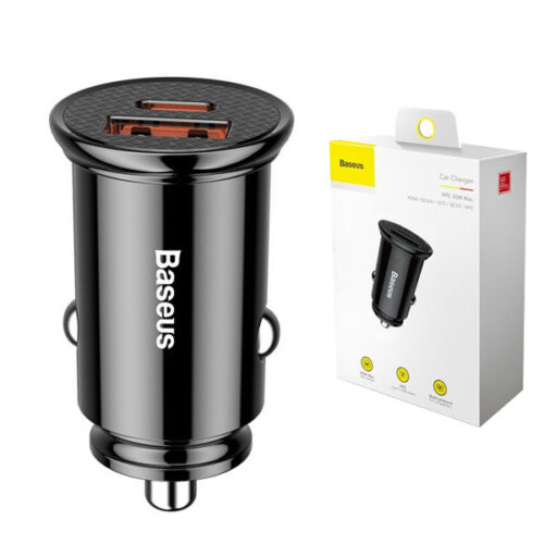 Baseus Ładowarka samochodowa USB+TYP-C 30W Czarny  CCALL-YS01 6953156286535