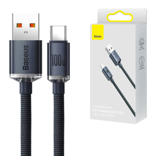 KABEL USB DO USB-C BASEUS CRYSTAL SHINE, 100W, 1.2M (CZARNY) 6932172602802