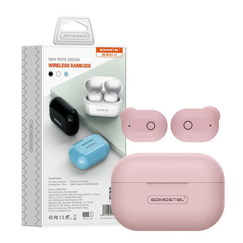 SŁUCHAWKI BLUETOOTH SOMOSTEL EARBUDS RÓŻOWY J58 TWS
