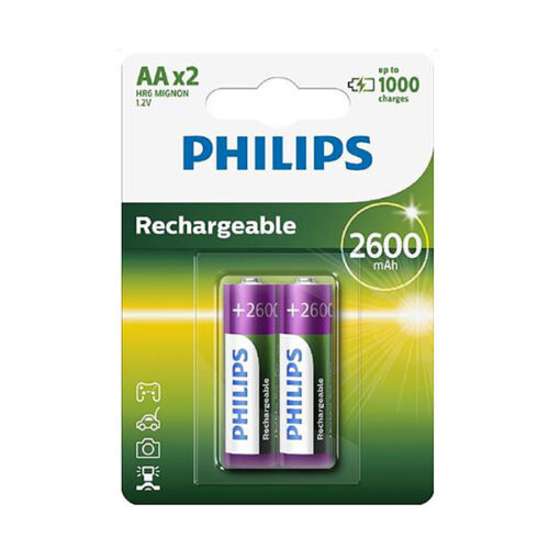 BATERIA PHILIPS AA LR6 BLISTER 2SZT AKUMULATOR 2600mAh Phil-R6B2A260/10 8710895959506
