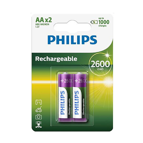 BATERIA PHILIPS AA LR6 BLISTER 2SZT AKUMULATOR 2600mAh Phil-R6B2A260/10 8710895959506