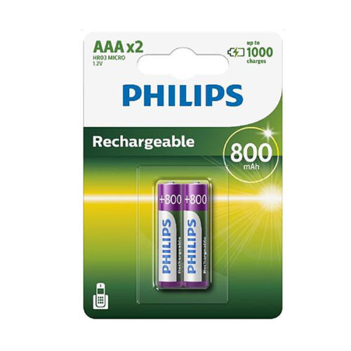 BATERIA PHILIPS AAA LR03 BLISTER 2SZT AKUMULATOR 800mAh Phil-R03B2A80/10 8710895962889