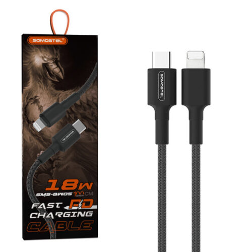 KABEL USB TYP-C DO IPHONE 3.6A SOMOSTEL CZARNY 18W 1M POWER DELIVERY SMS-BW05 PD 5902012969632