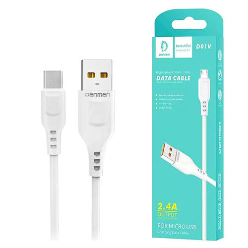 KABEL USB MICRO DENMEN BIAŁY 2.4A 1M D01V 6973224870039