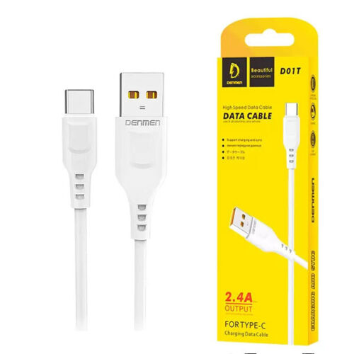 KABEL USB TYP-C DENMEN BIAŁY 2,4A 1M USB-C D01T 6973224870053