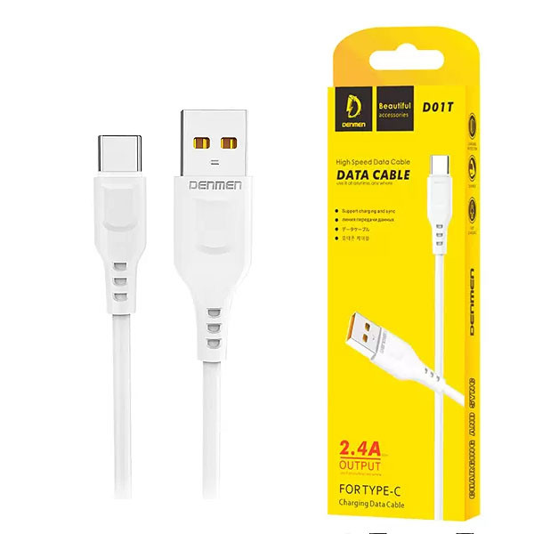 KABEL USB TYP-C DENMEN BIAŁY 2,4A 1M USB-C D01T 6973224870053