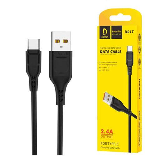 KABEL USB TYP-C DENMEN CZARNY 2,4A 1M USB-C D01T 6973224870060