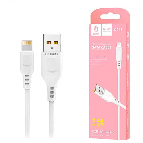 KABEL USB IPHONE DENMEN BIAŁY 1M D01L 20W 2.4A 6973224870015
