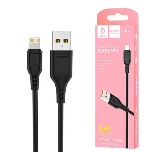 KABEL USB IPHONE DENMEN CZARNY 2.4A 1M D01L 6973224870022