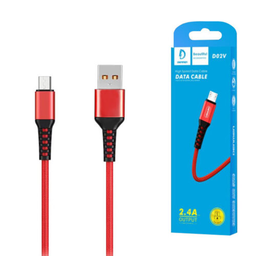 DENMEN KABEL USB WZMACNIANY OPLOT MICR CZERWONY 1M D02V 6973224870107