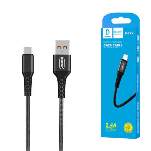 DENMEN KABEL USB WZMACNIANY OPLOT MICR CZARNY1M D02V 6973224870114