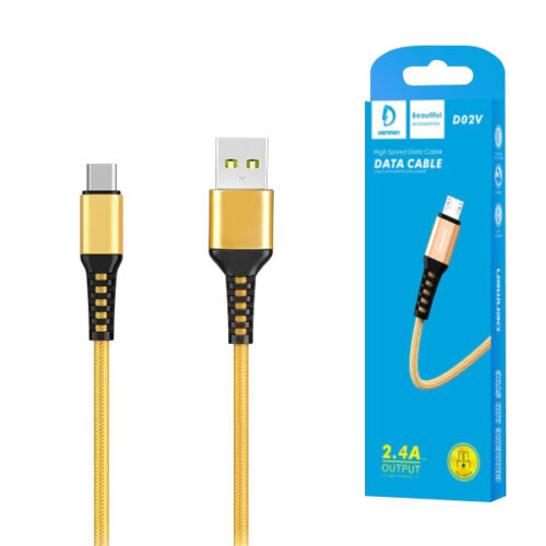 DENMEN KABEL USB WZMACNIANY OPLOT MICRO ZŁOTY 1M D02V 6973224870121