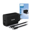 ŁADOWARKA PHILIPS  30W USB-A + USB-C PD QC + KABEL 1M TYP- C NA TYP- C PD Phil-DLP2621C/12 4895229103733