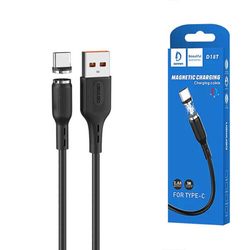 DENMEN KABEL USB TYP-C 2.4A CZARNY D18 MAGNETYCZNY 6973224871517
