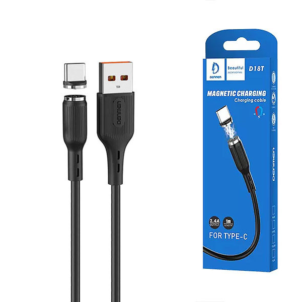 DENMEN KABEL USB TYP-C 2.4A CZARNY D18 MAGNETYCZNY 6973224871517