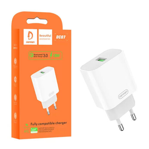 ŁADOWARKA SIECIOWA 3.6A 18W BIAŁA DENMEN 3600mA  SINGLE FAST CHARGING DC07 6973224872002