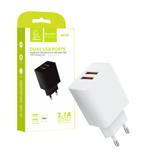 Denmen Ładowarka sieciowa DC02 2XUSB  2.1A 10W Biały  DC02W 6973224870275