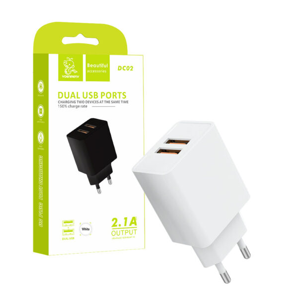 Denmen Ładowarka sieciowa DC02 2XUSB  2.1A 10W Biały  DC02W 6973224870275