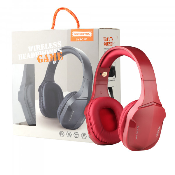 SŁUCHAWKI NAUSZNE BLUETOOTH SOMOSTEL GAMING STEREO CZERWONE SMS-CJ08 5904238701744