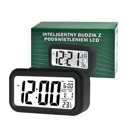 ZEGAR BUDZIK TRUSTY DUŻY LCD CZARNY ZG21 6925625457562
