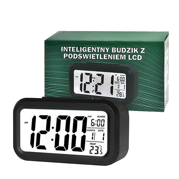 ZEGAR BUDZIK TRUSTY DUŻY LCD CZARNY ZG21 6925625457562