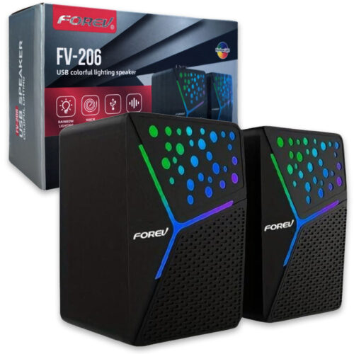 FOREV GŁOŚNIKI STERO CZARNE PC PODŚWIETLANE FV-206 5904238716366