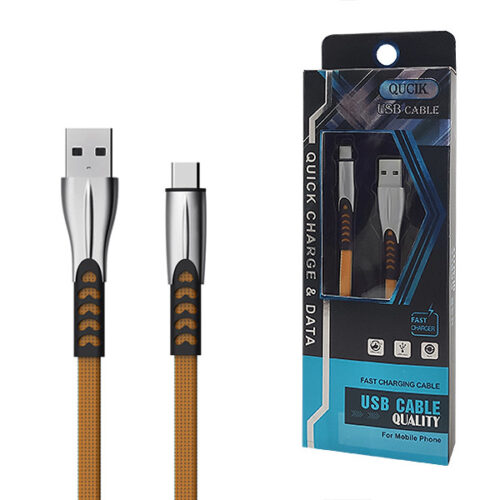 ECOBOX KABEL USB TYP-C 2.4A  ZŁOTY QUICK CHARGER QC 3.0 1M BW02 5904238702345