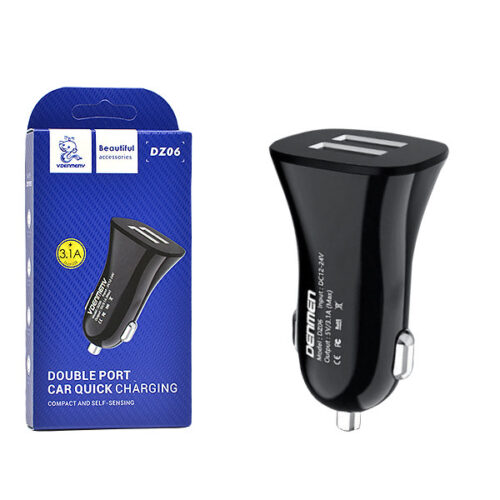 ŁADOWARKA SAMOCHODOWA 3A CZARNA DENMEN 3100mA DUAL FAST CHARGING DZ06 2XUSB 15W 6973224873122
